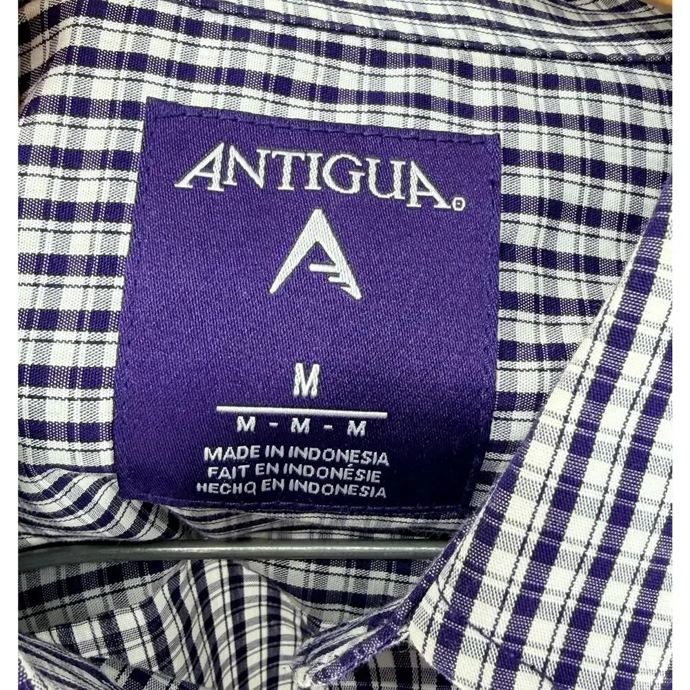 Antigua ECU Pirates Purple Plaid Button Up Shirt Men's M Gameday Tailgate
